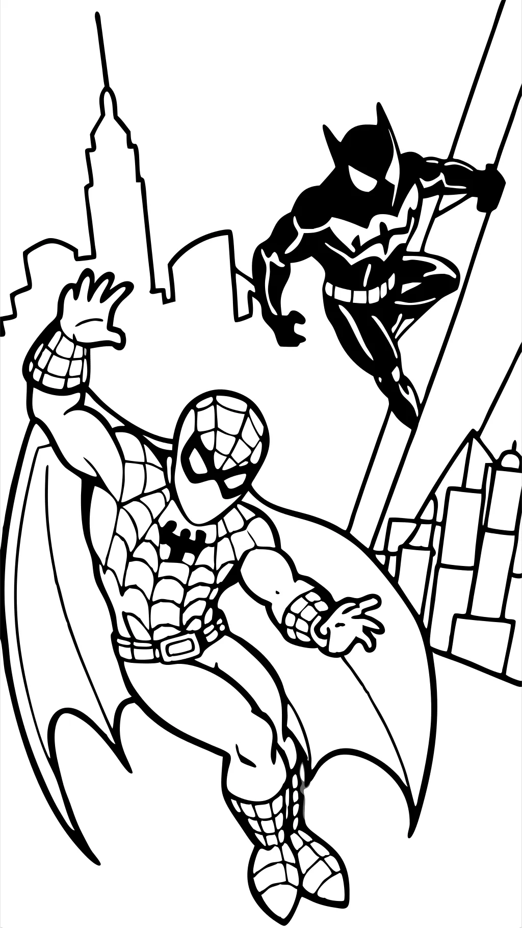 Páginas para colorear de Spiderman y Batman